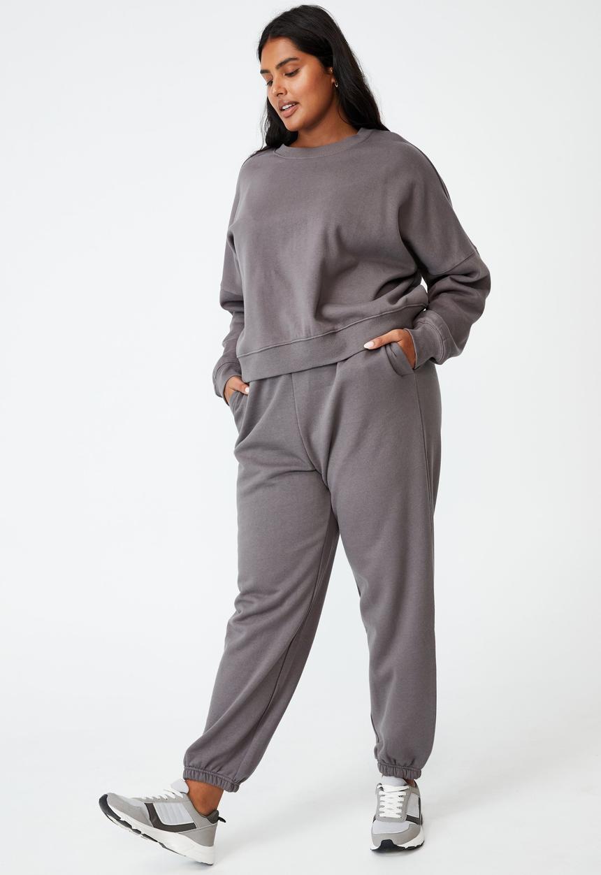 Cotton On - Curve classic high waist track pant - ash grey