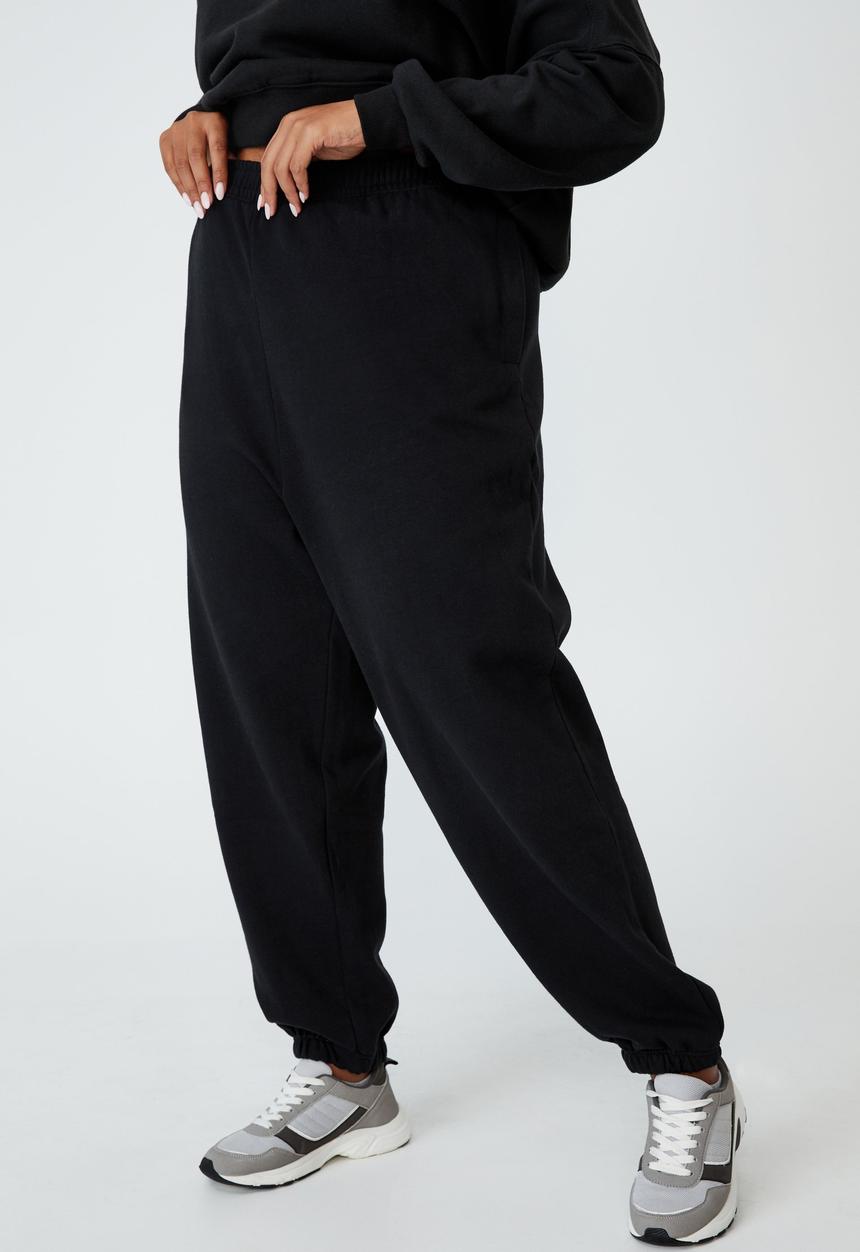Cotton On - Curve classic high waist track pant - black