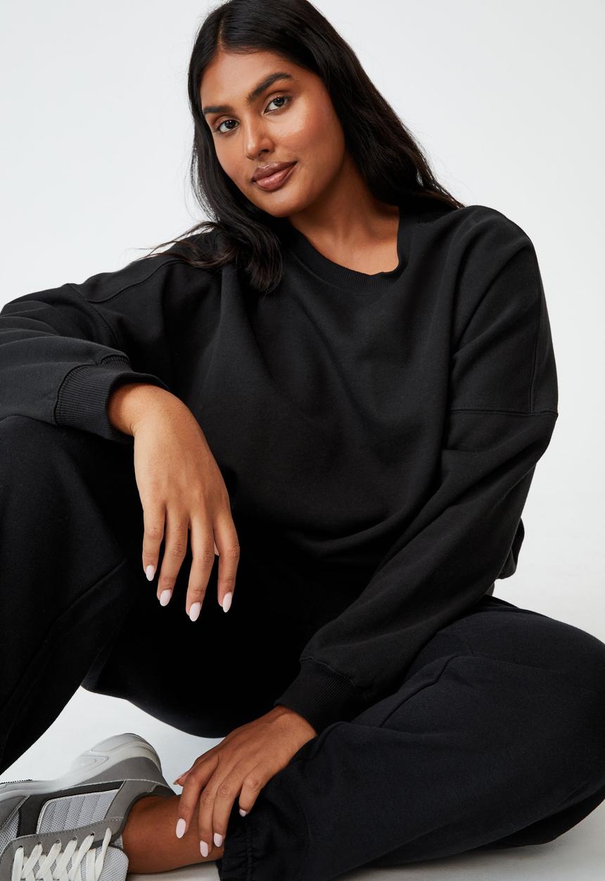 Cotton On - Curve classic high waist track pant - black