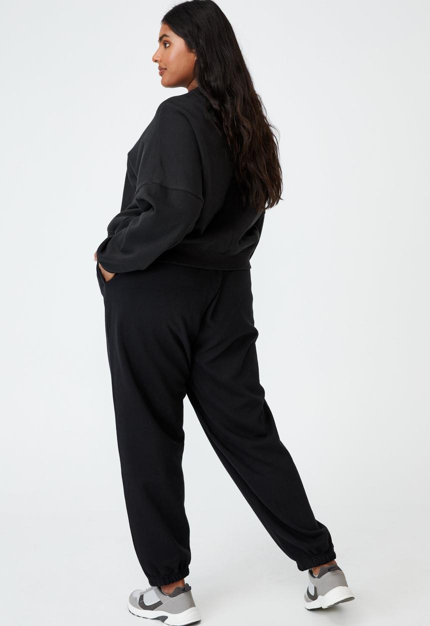 Cotton On - Curve classic high waist track pant - black