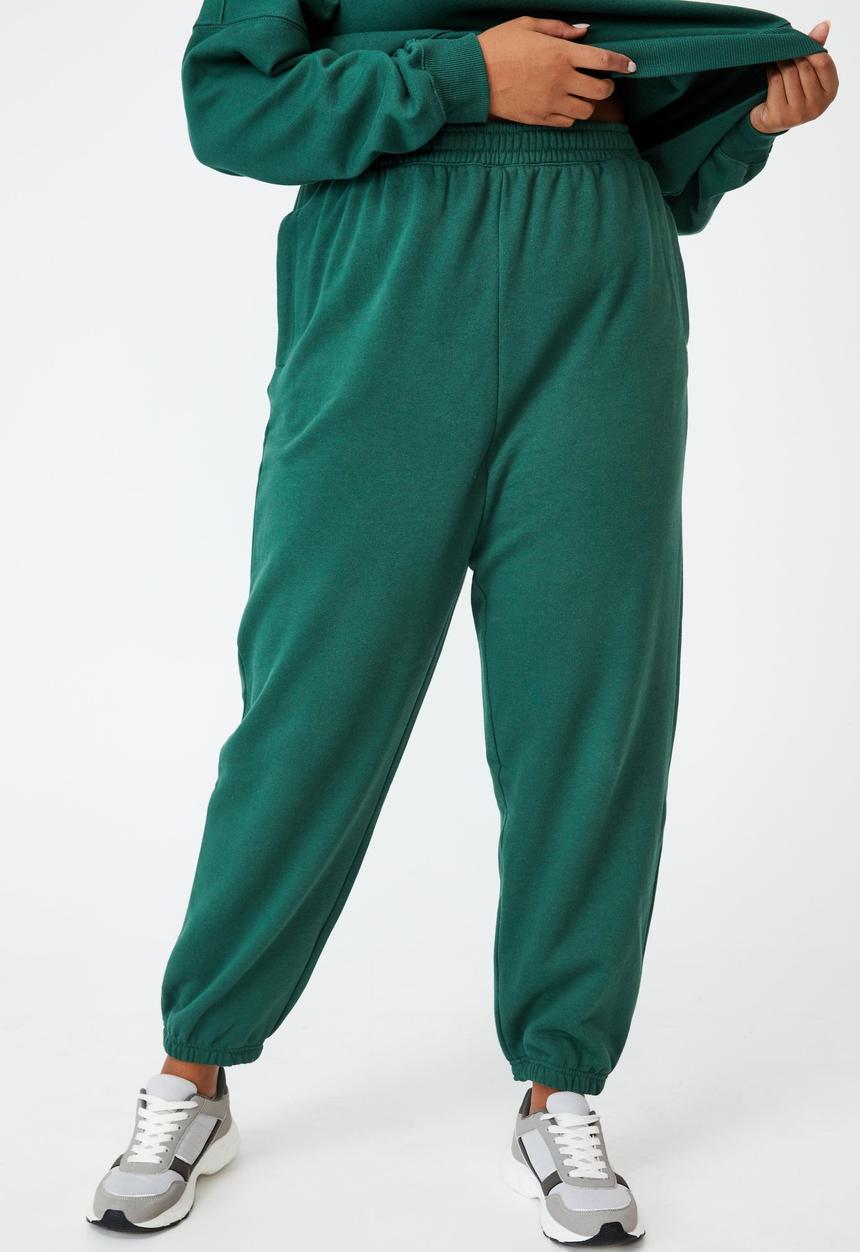 Cotton On - Curve classic high waist track pant - heritage green