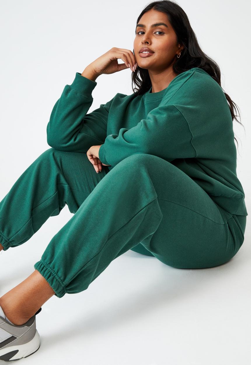 Cotton On - Curve classic high waist track pant - heritage green
