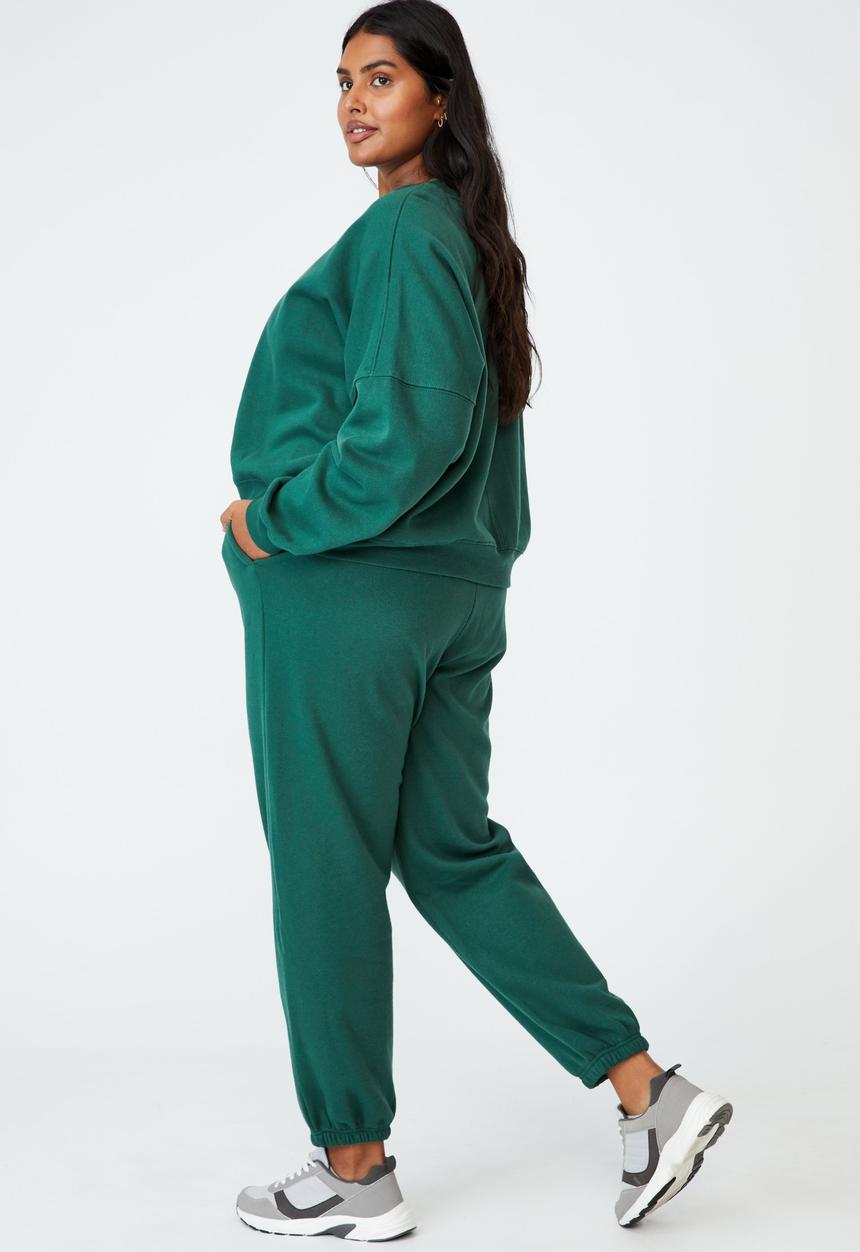 Cotton On - Curve classic high waist track pant - heritage green