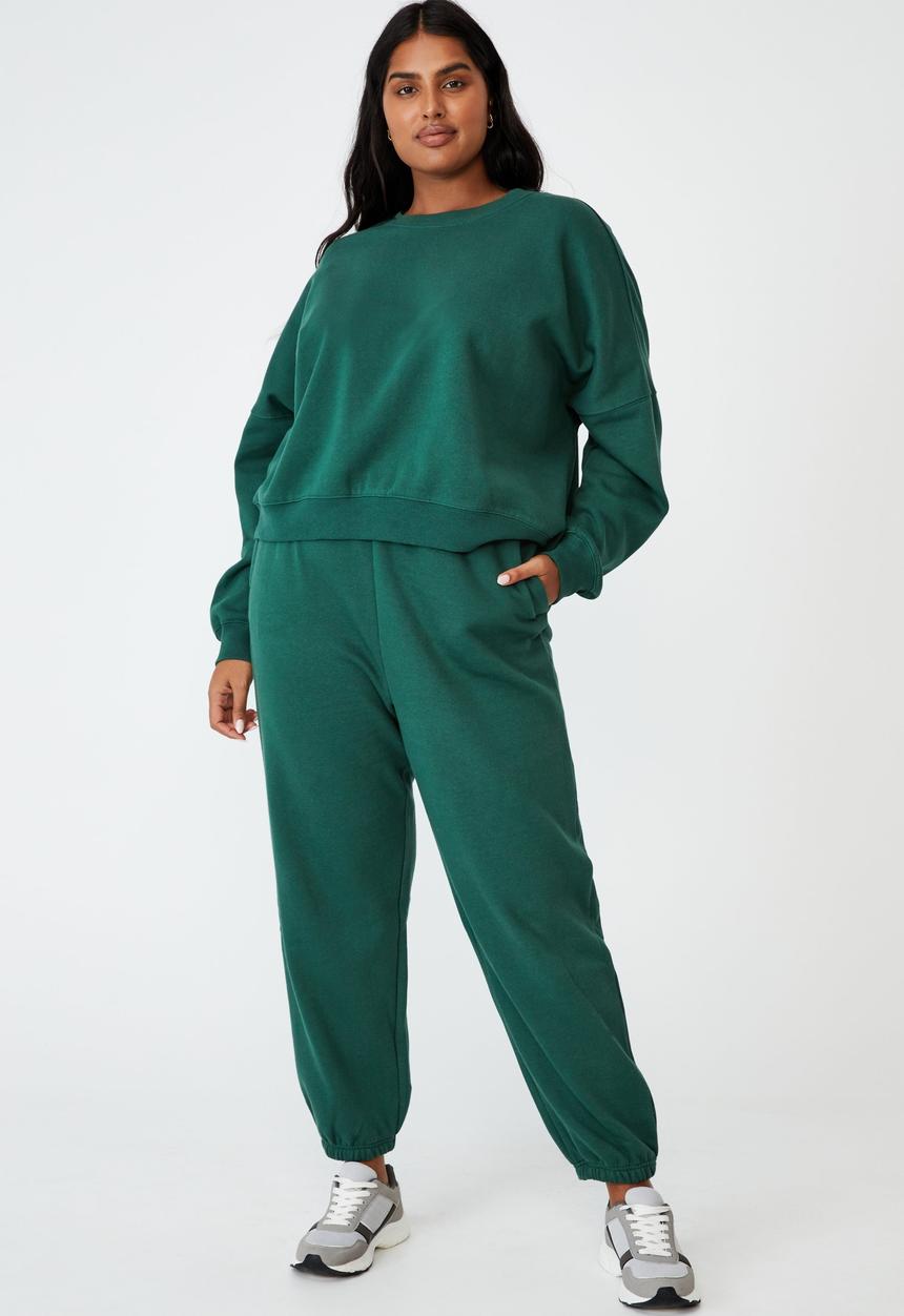 Cotton On - Curve classic high waist track pant - heritage green