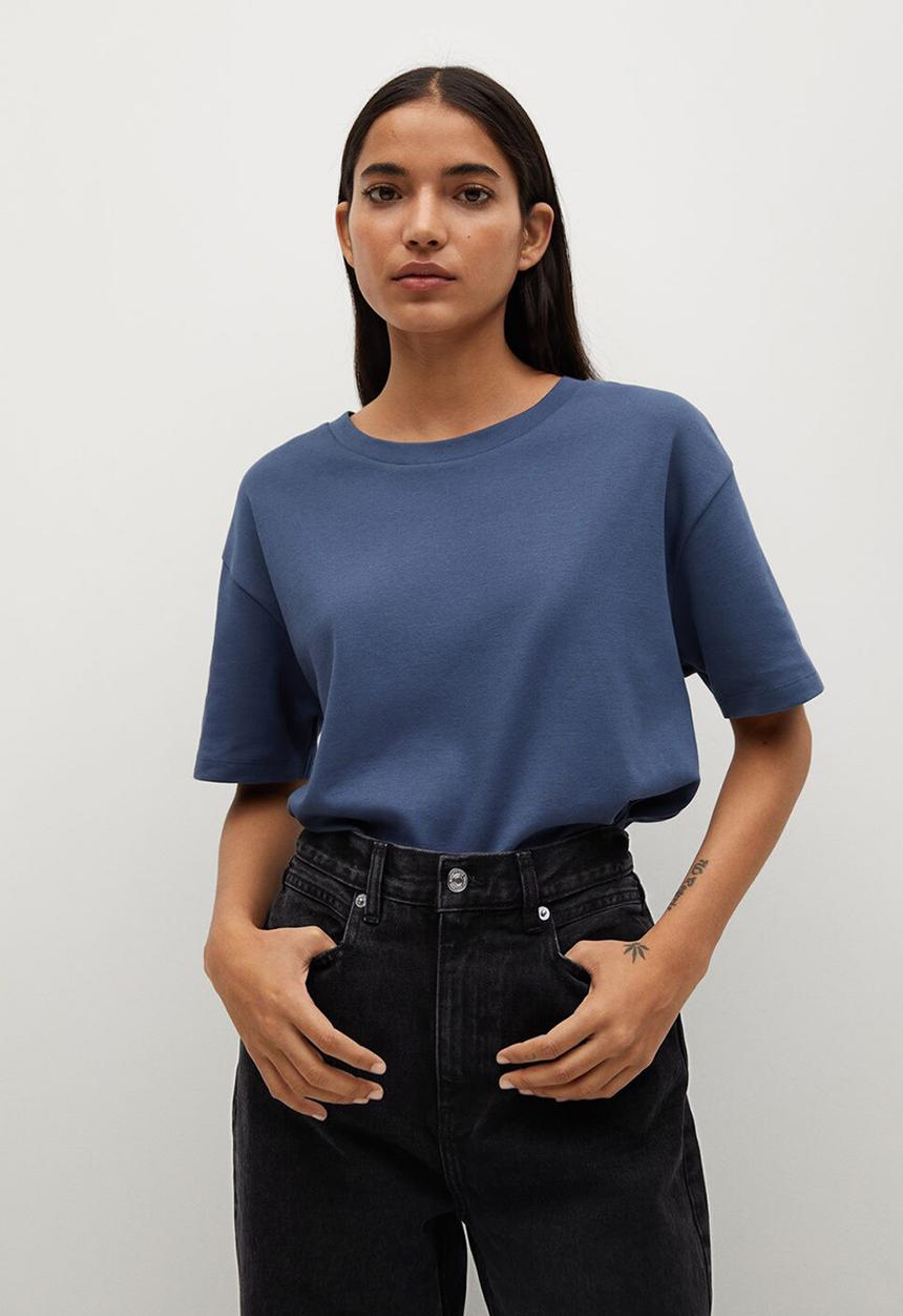 MANGO - T-shirt sito - mid blue