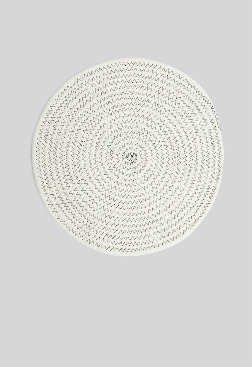 Sixth Floor - Rope stitch placemat set of 4 - white & black