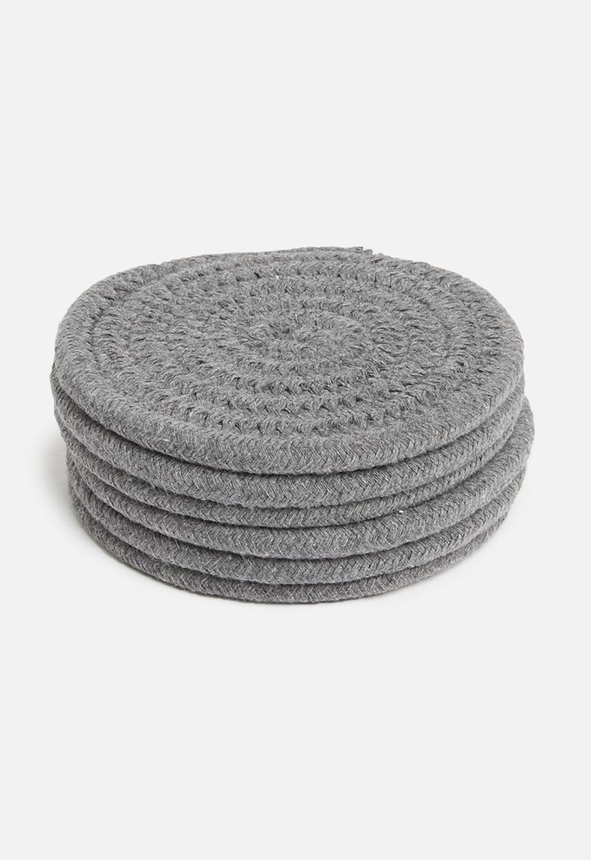 Sixth Floor - Rope coaster set of 6 - charcoal