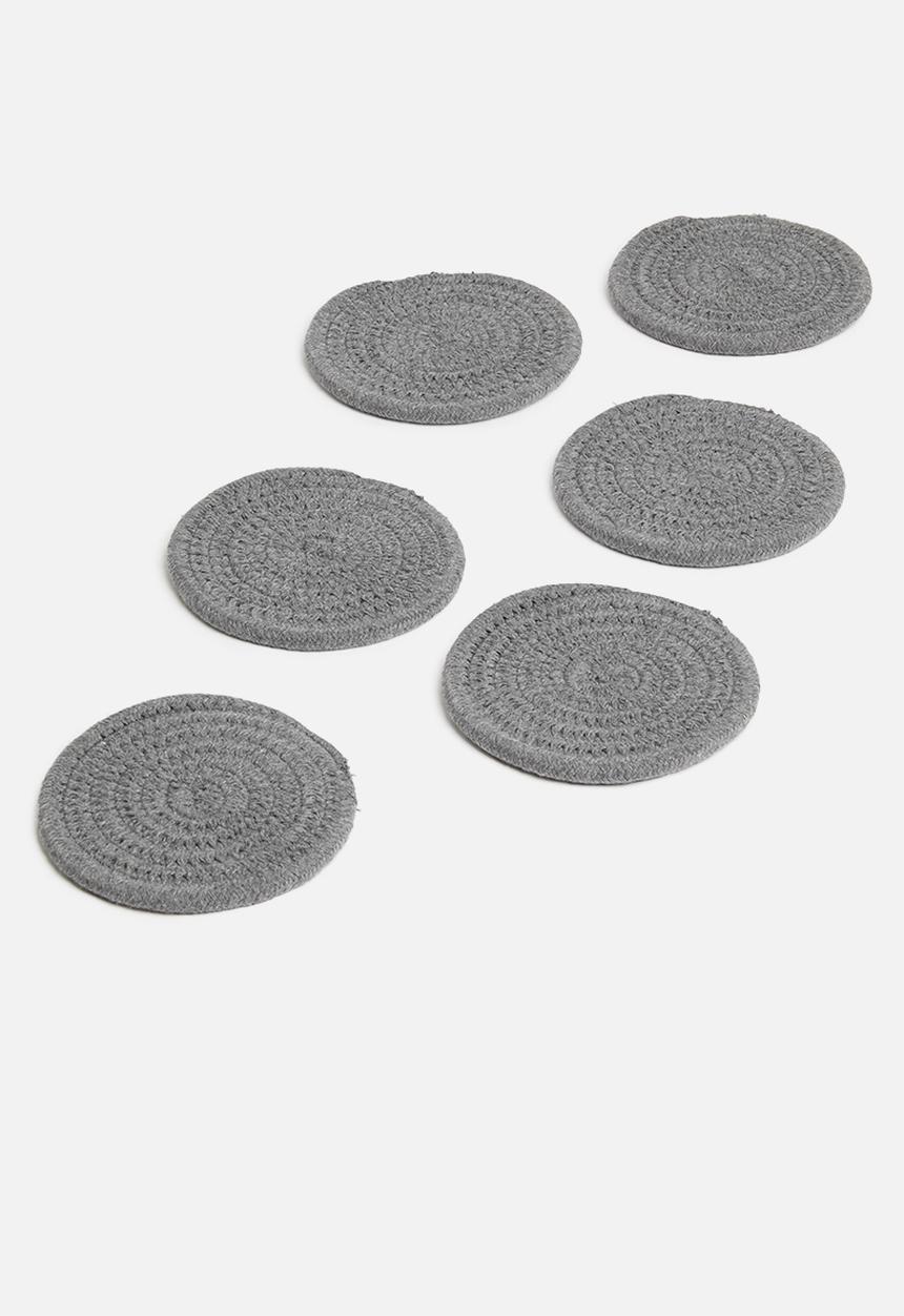 Sixth Floor - Rope coaster set of 6 - charcoal
