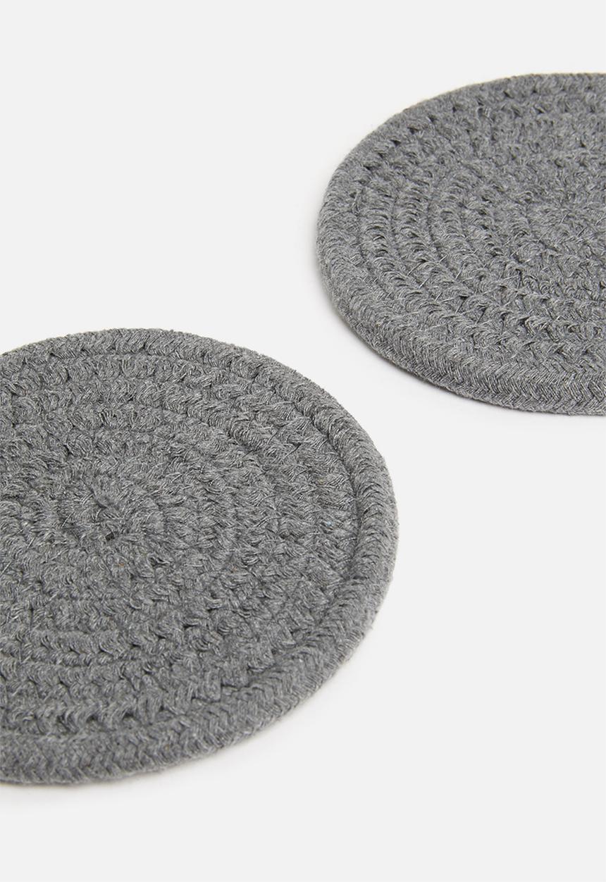 Sixth Floor - Rope coaster set of 6 - charcoal