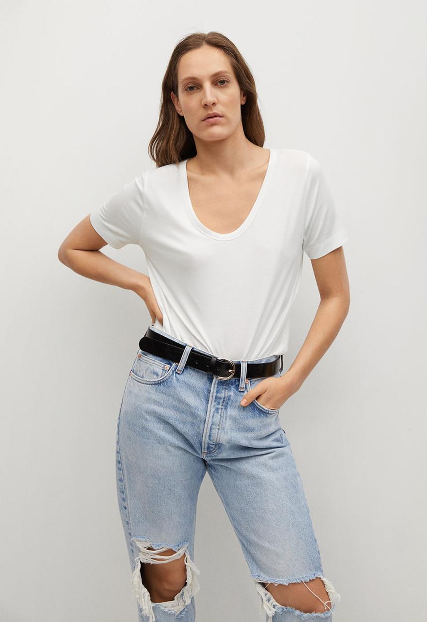 MANGO - T-shirt visca - white