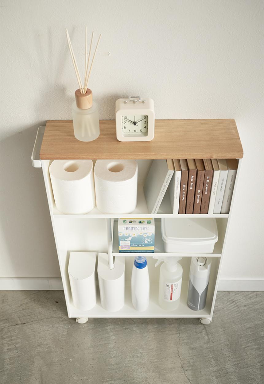 Yamazaki - Tower semi-closed storage cart - white