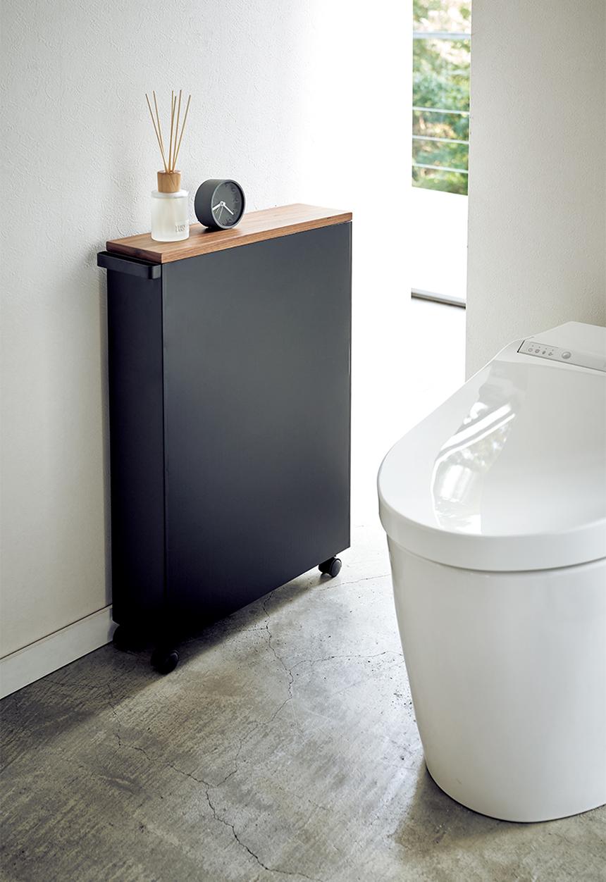Yamazaki - Tower semi-closed storage cart - black