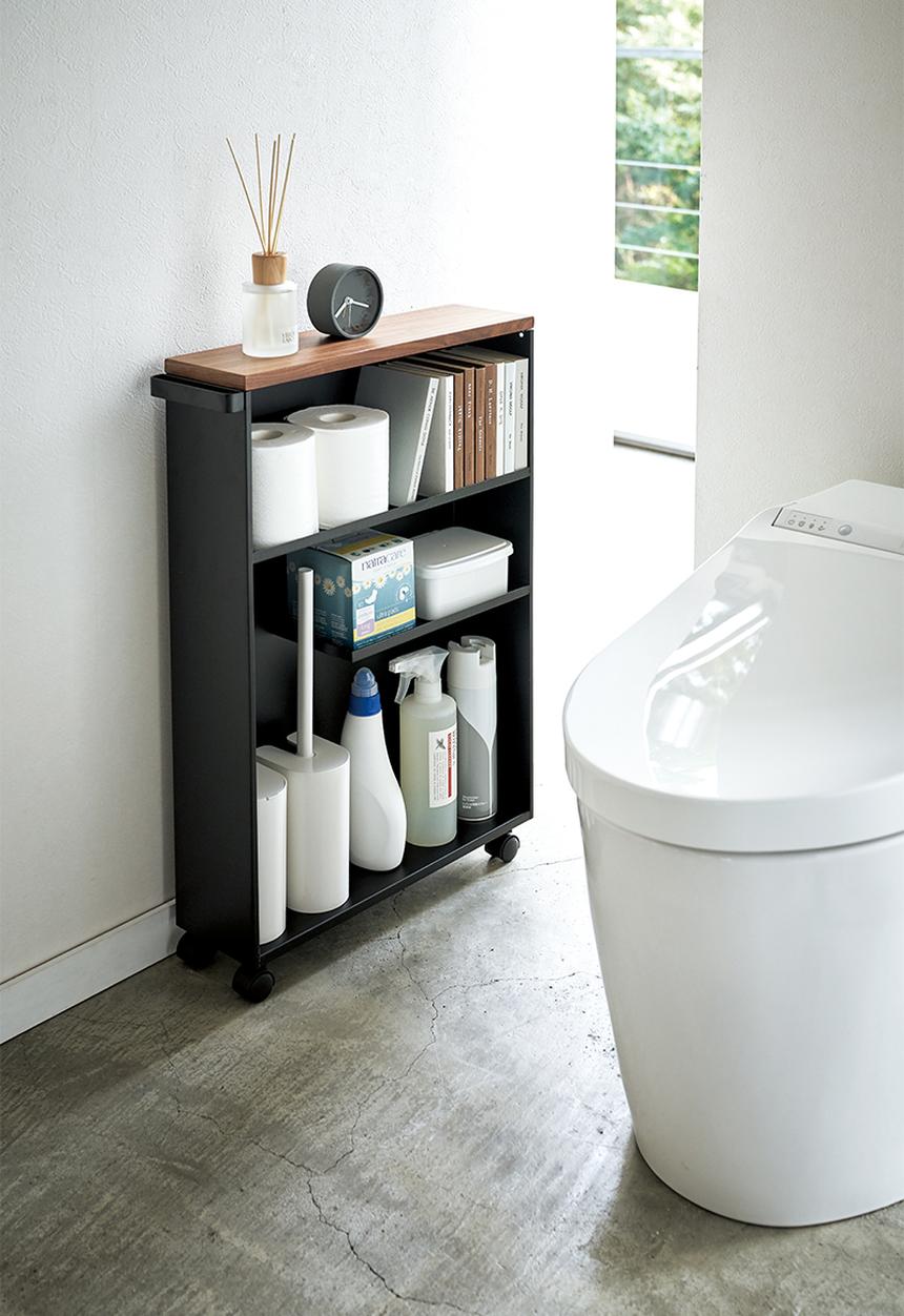 Yamazaki - Tower semi-closed storage cart - black