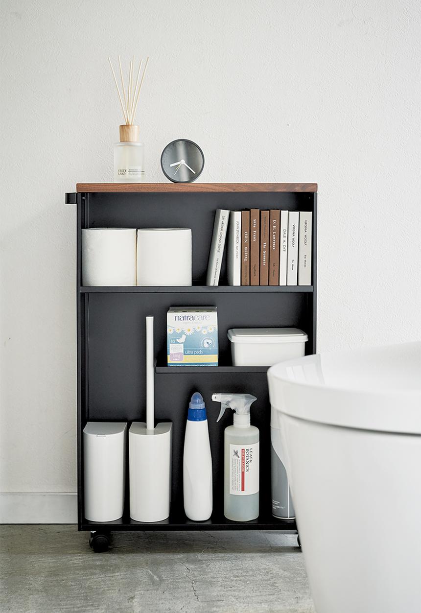 Yamazaki - Tower semi-closed storage cart - black