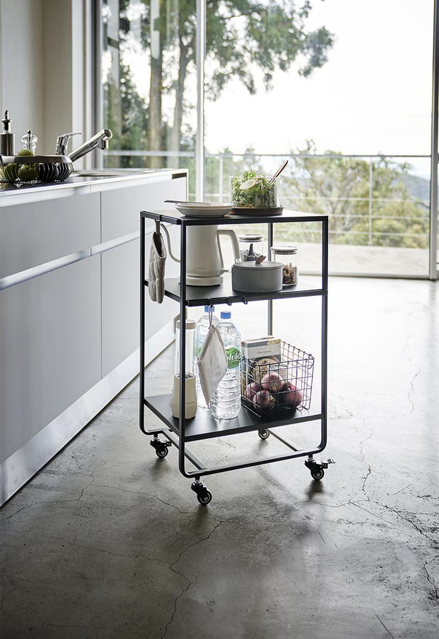 Yamazaki - Tower 3-tiered wagon with handle - black