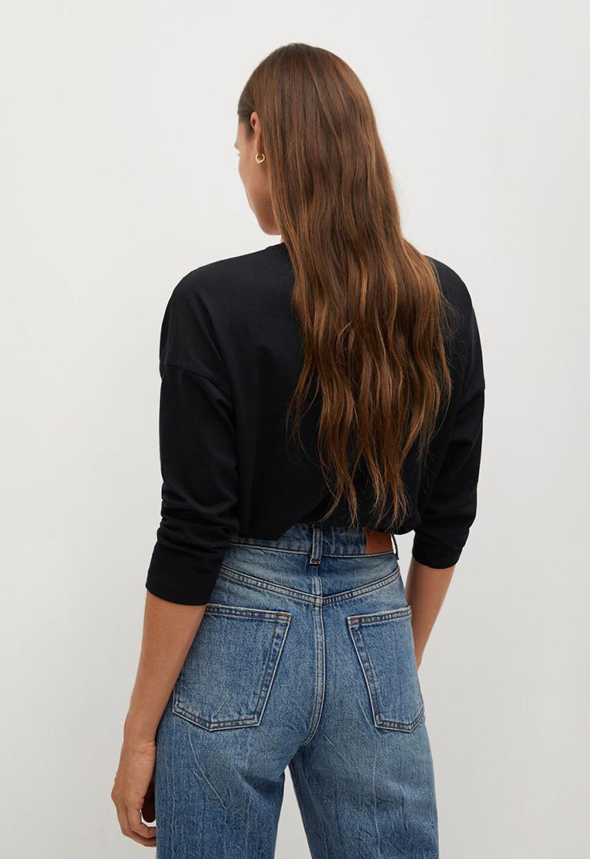 MANGO - T-shirt sacov - black