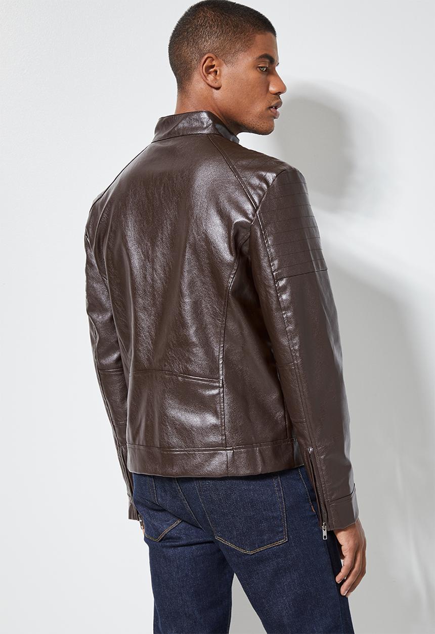 Superbalist - Jax pu biker jacket - brown
