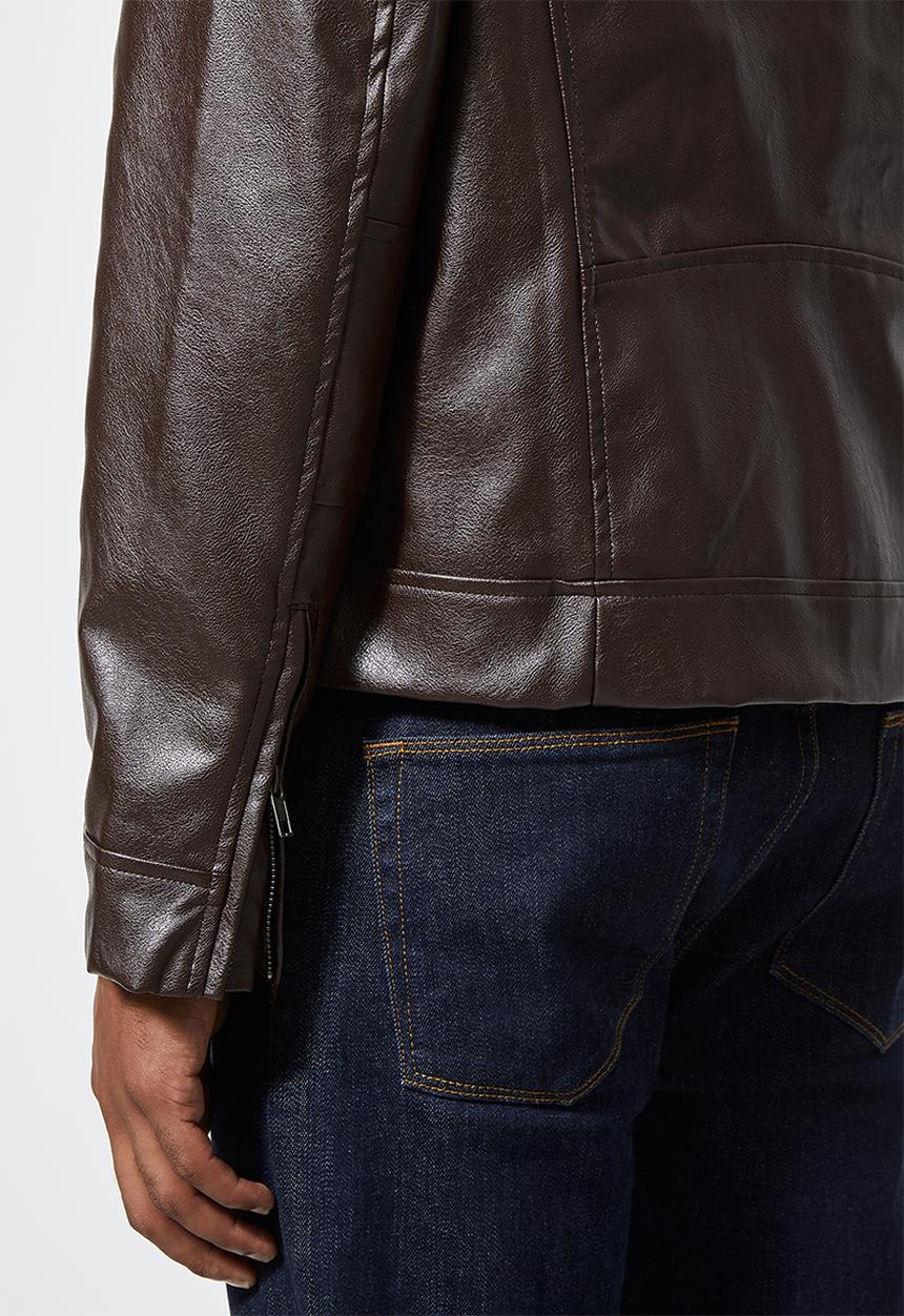 Superbalist - Jax pu biker jacket - brown