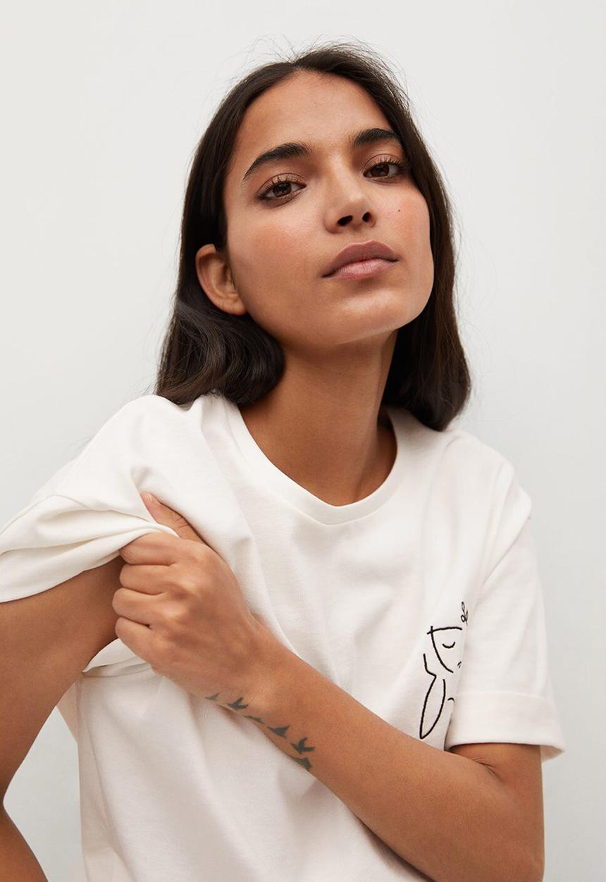 MANGO - T-shirt pstwash - white
