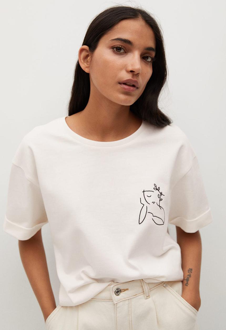 MANGO - T-shirt pstwash - white