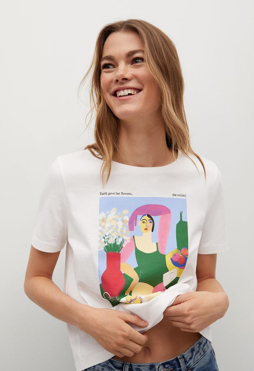 MANGO - T-shirt pswoman1 - white