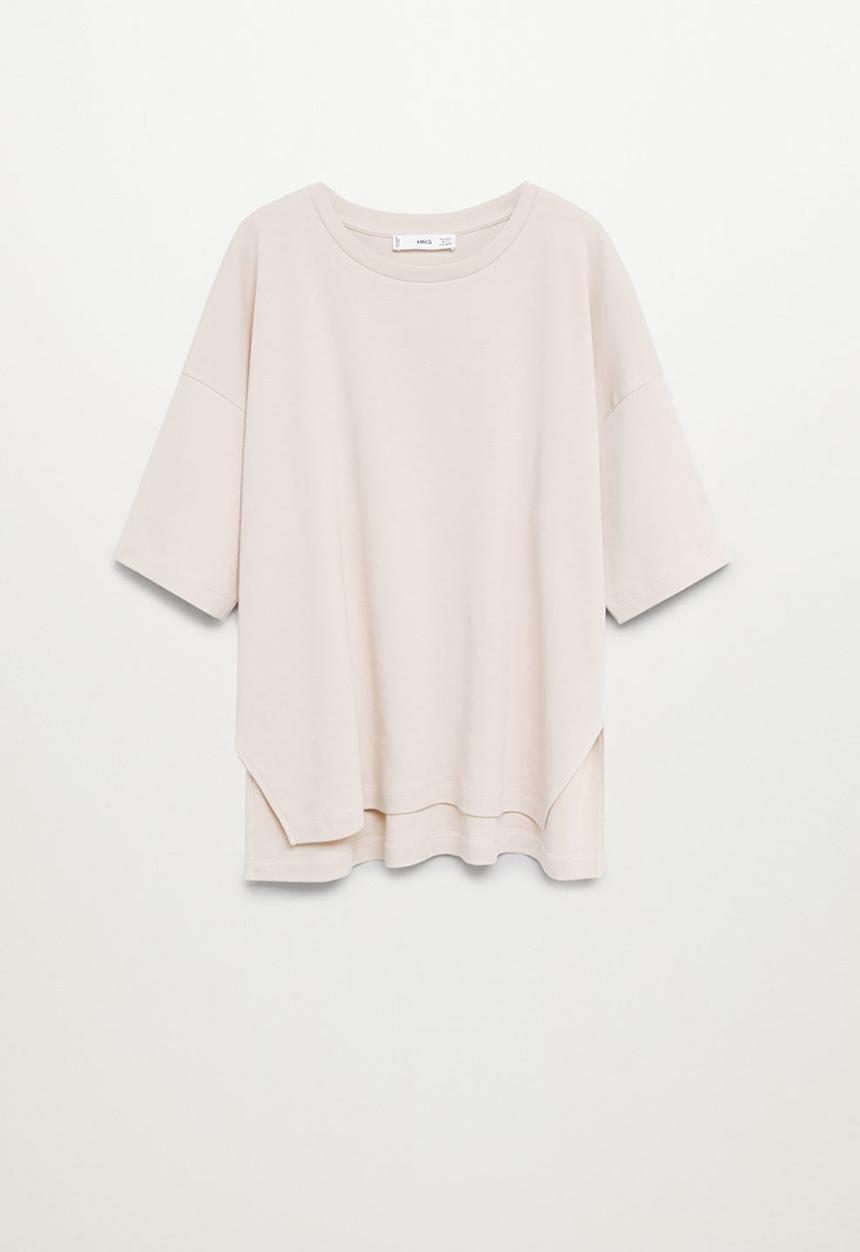 MANGO - T-shirt sita - beige