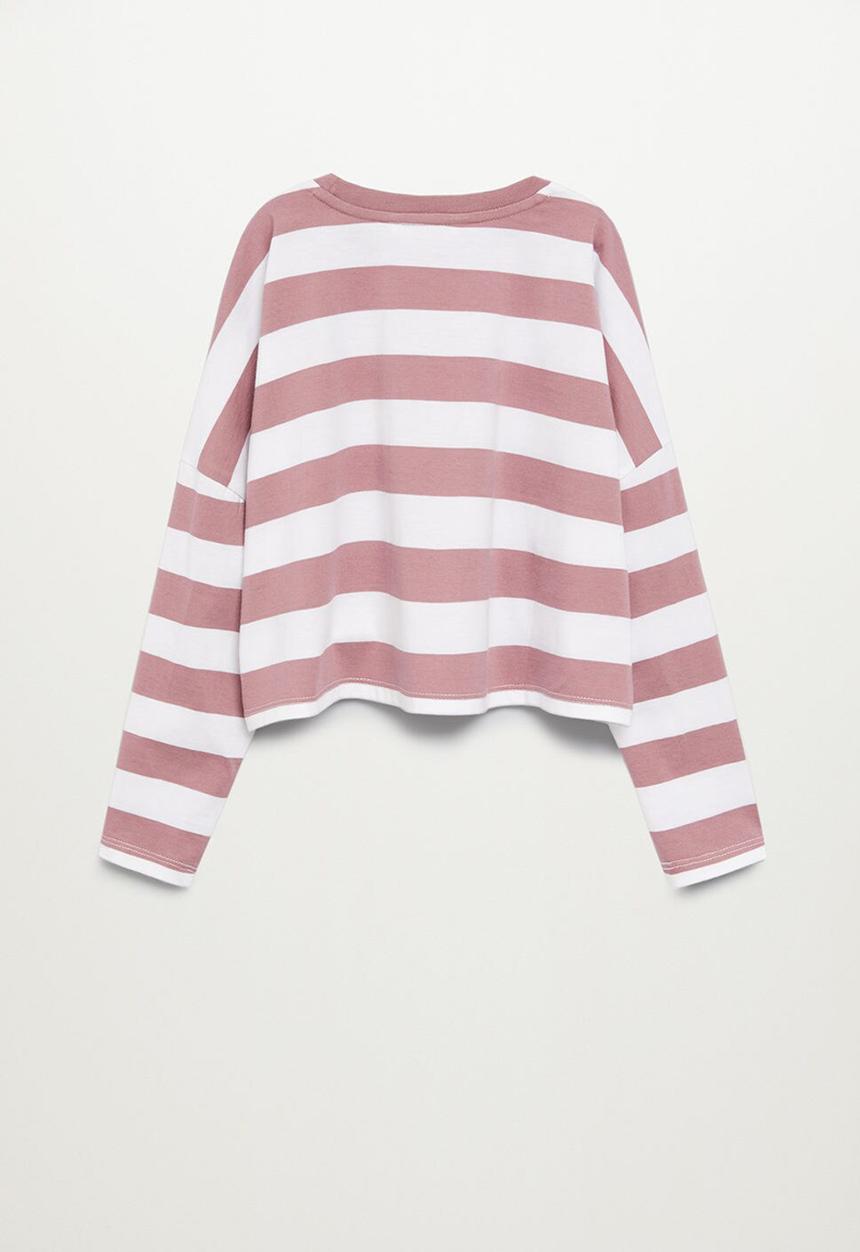 MANGO - Stripes long sleeve crop top - pink