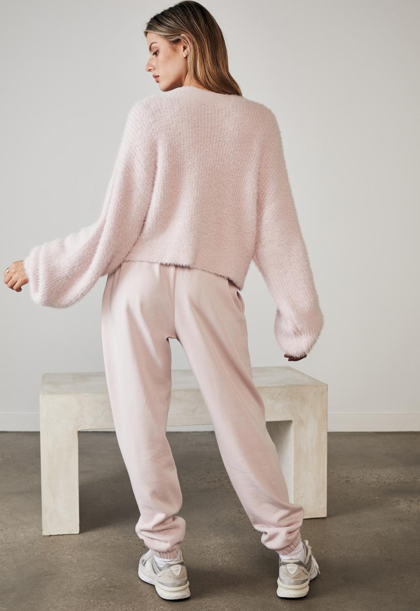 Factorie - Fluffy knit boxy crop cardi - lilac snow