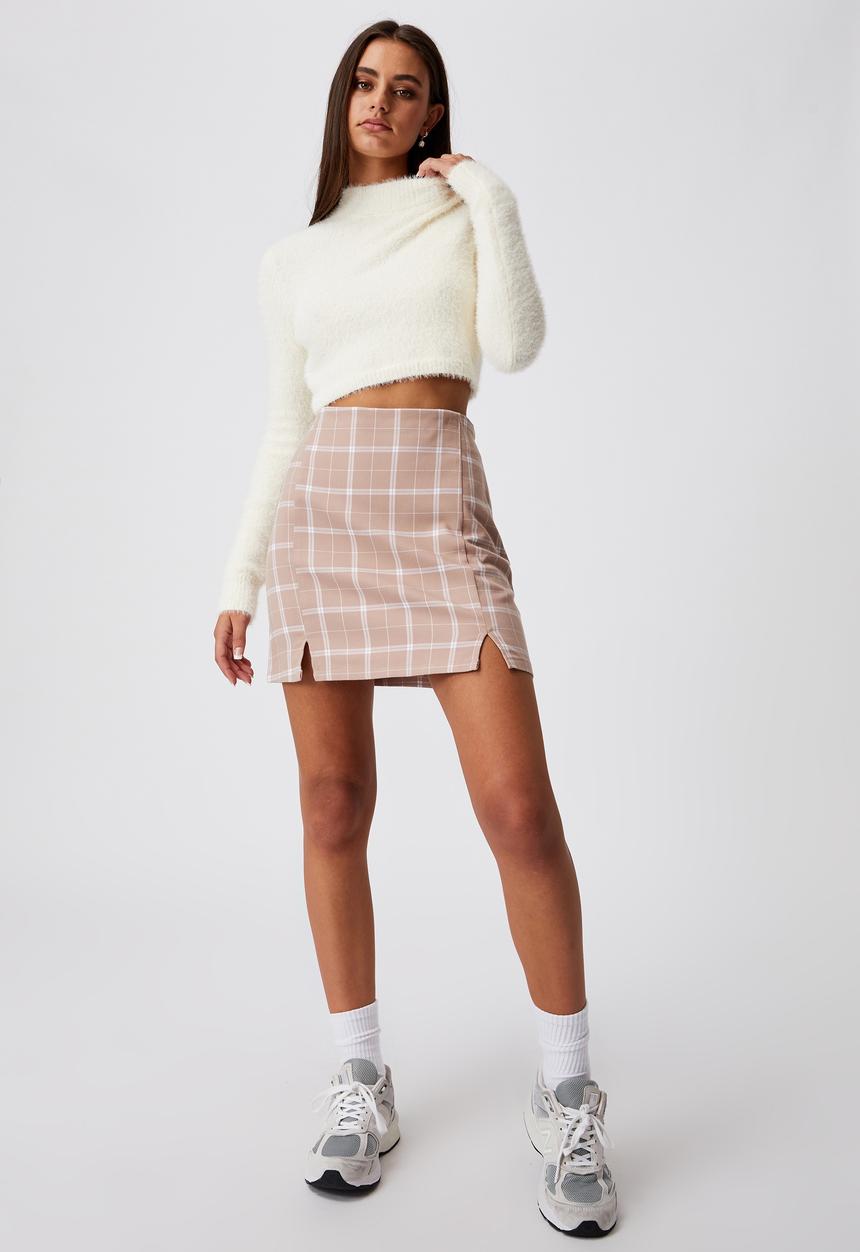 Factorie - Fluffy knit tie back top - ivory