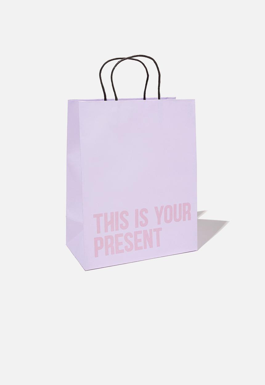 Typo - Get stuffed gift bag - medium-lilac driftwood this is your present