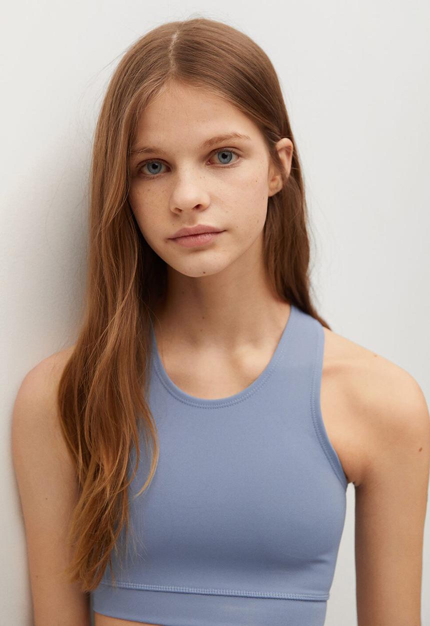 MANGO - Shapet crop top - blue