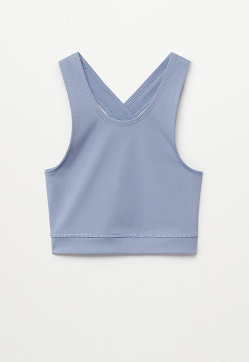 MANGO - Shapet crop top - blue