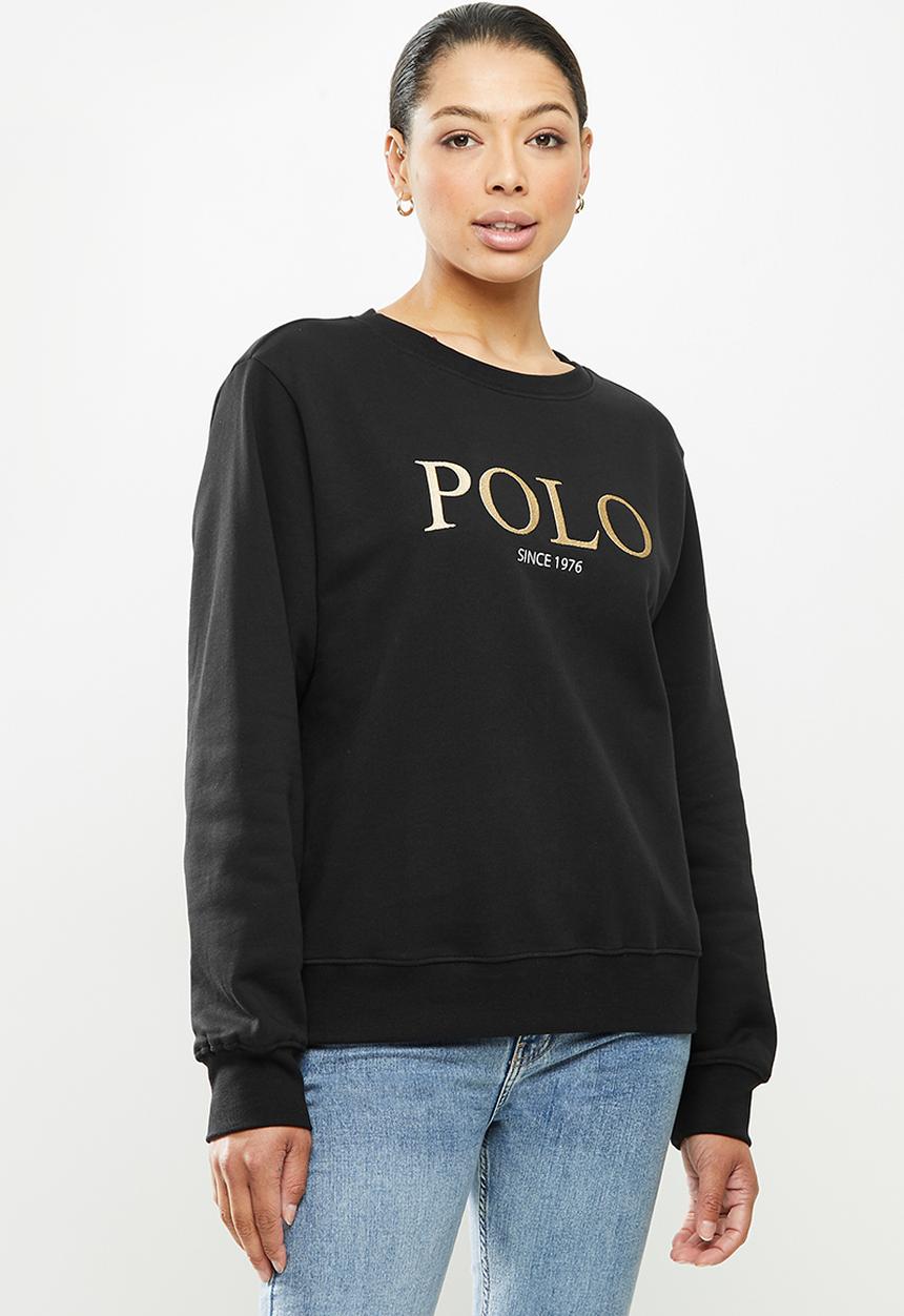 POLO - Ashton long sleeve logo sweater - black