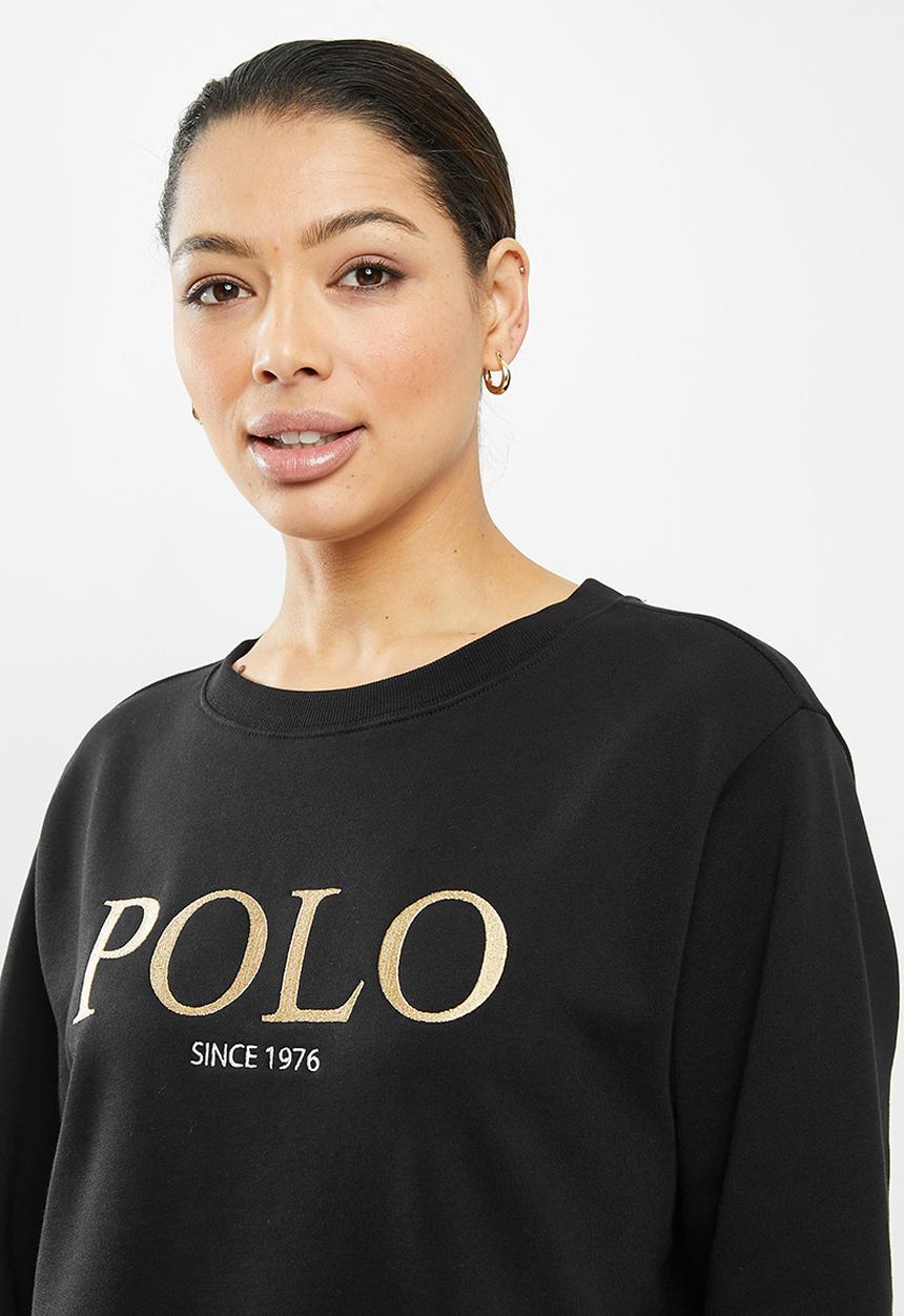 POLO - Ashton long sleeve logo sweater - black