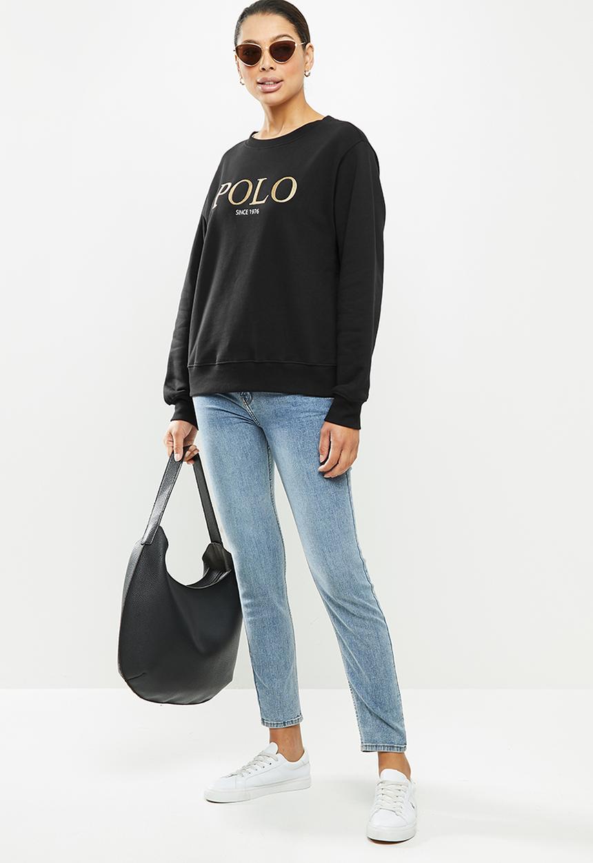 POLO - Ashton long sleeve logo sweater - black