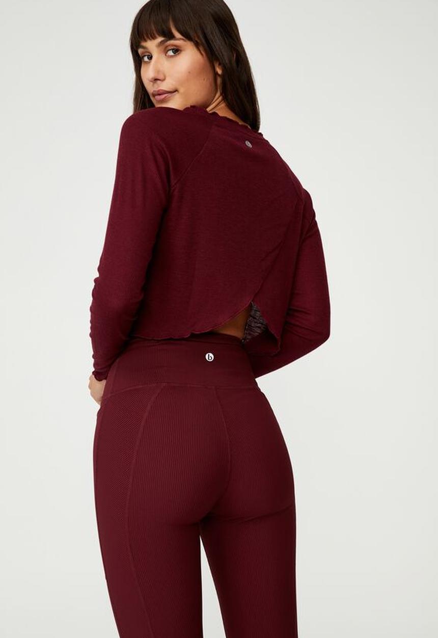 Cotton On - Raglan cross back long sleeve top - mulberry