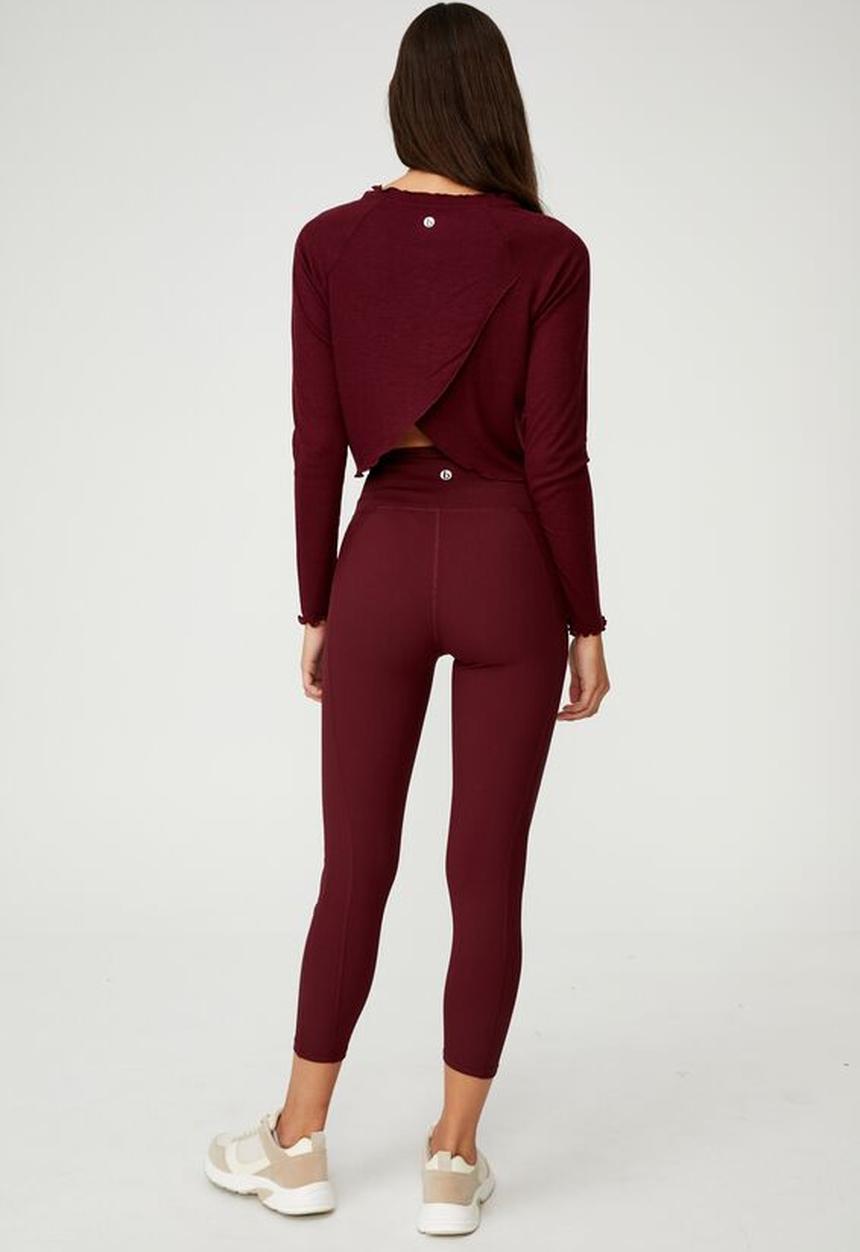 Cotton On - Raglan cross back long sleeve top - mulberry