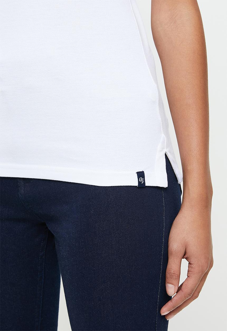 Aca Joe - Contrast collar pique golfer - white