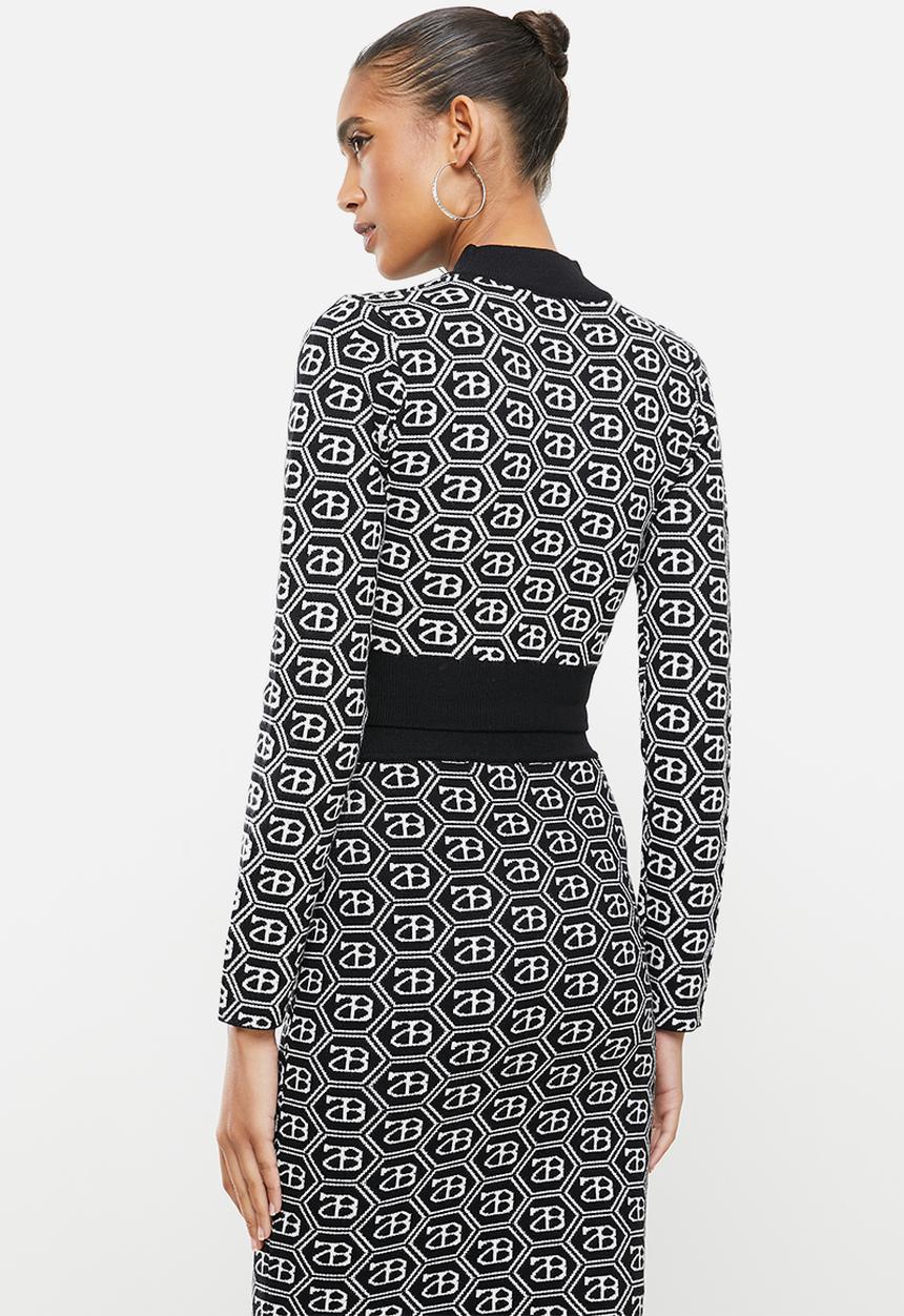 SISSY BOY - Sienna: all over repeat logo knit sweat - black & white