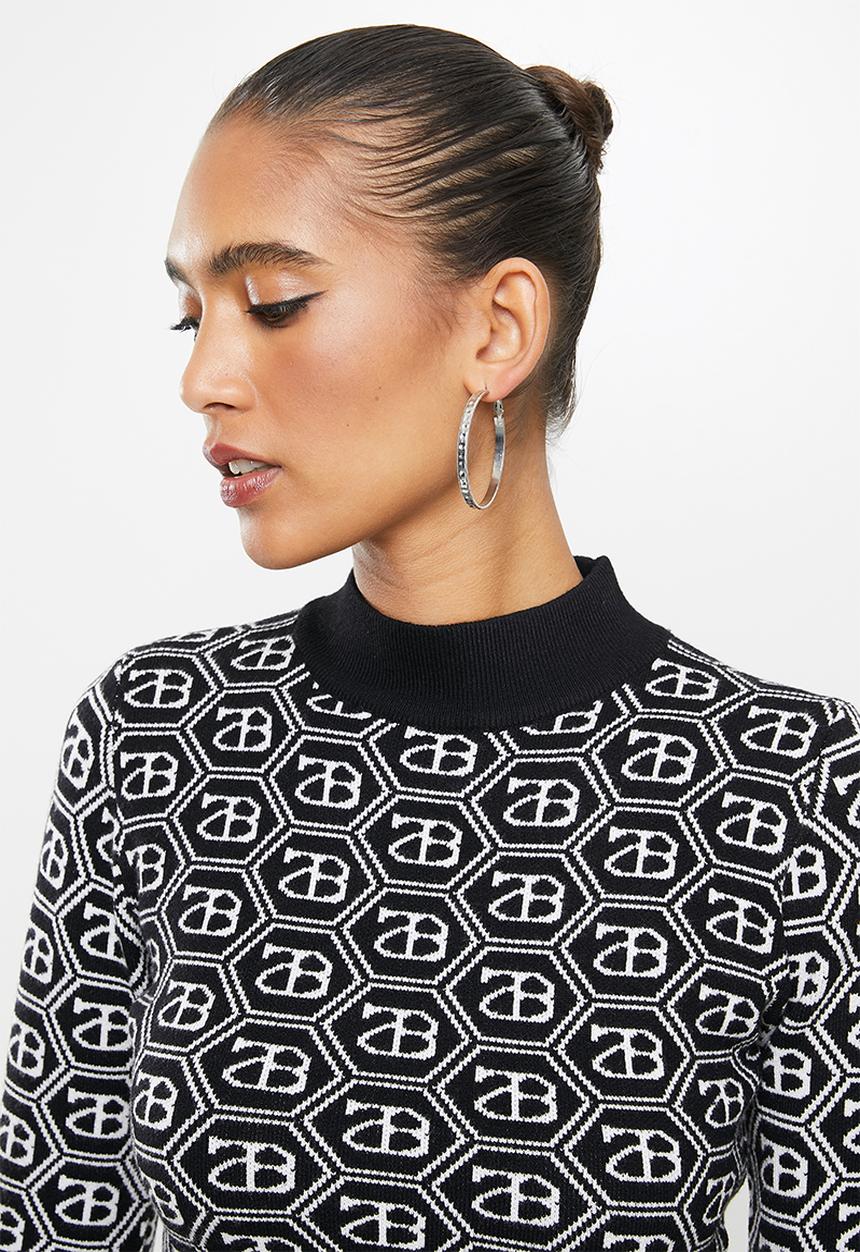 SISSY BOY - Sienna: all over repeat logo knit sweat - black & white