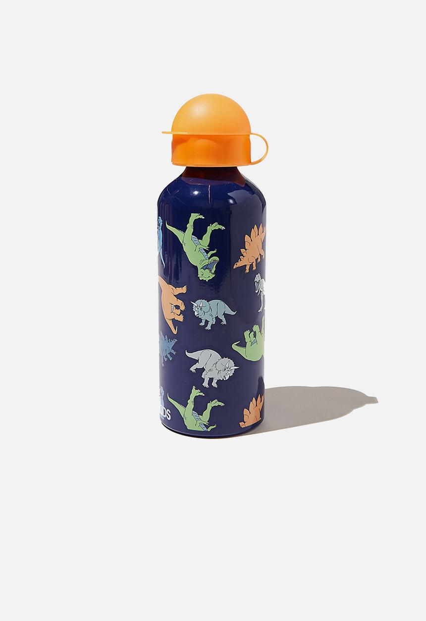 Cotton On - Aluminium drink bottle - indigo multi dino
