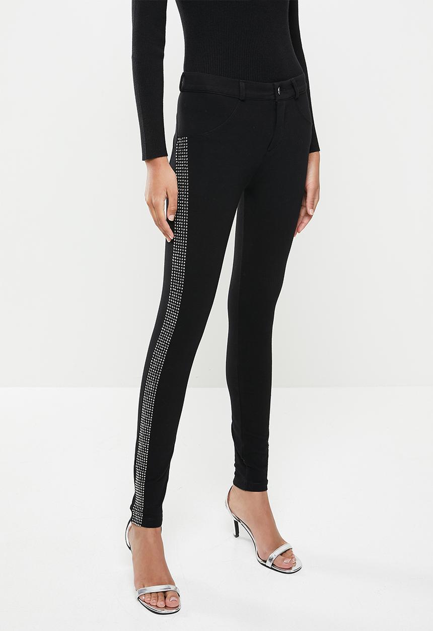 SISSY BOY - Joey: knit jegging with side bling tape - black