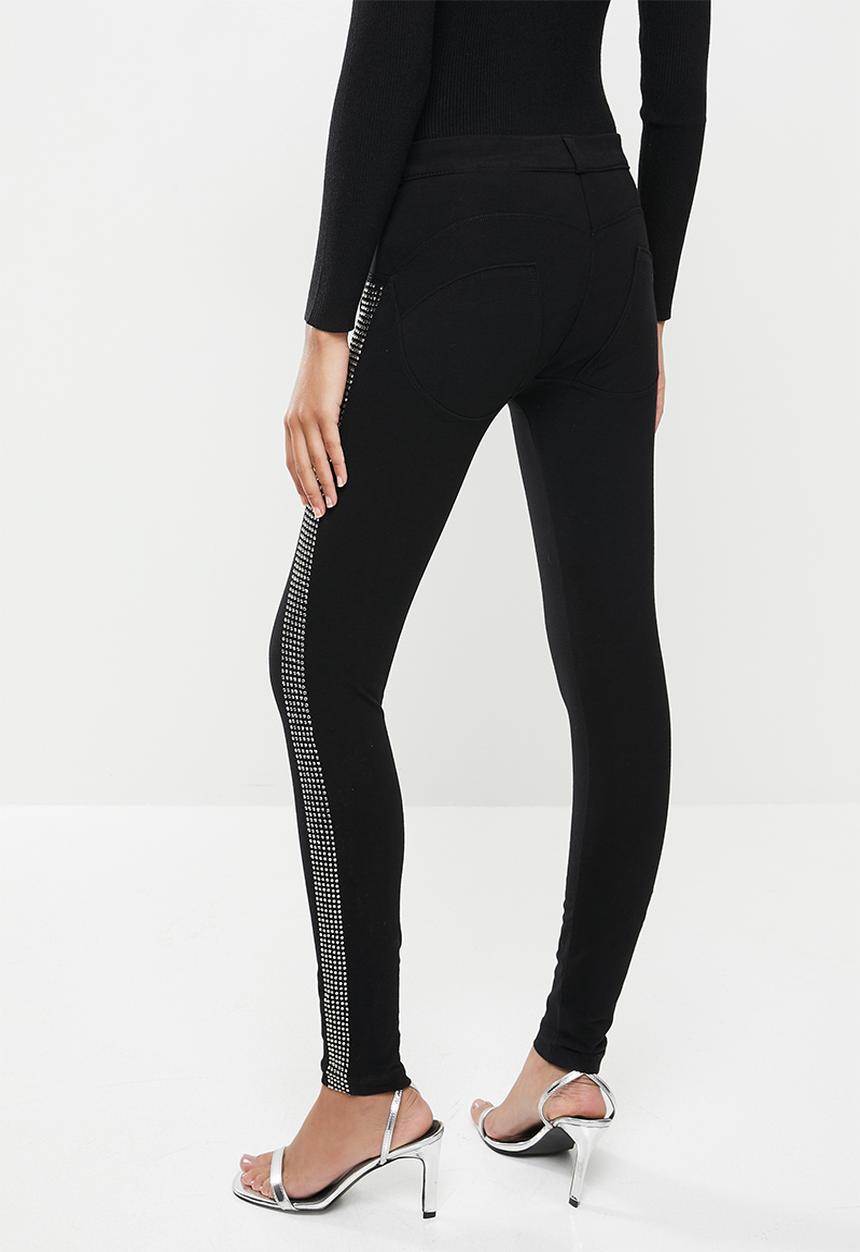 SISSY BOY - Joey: knit jegging with side bling tape - black