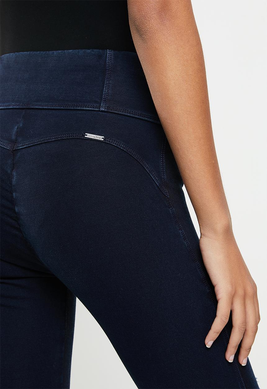 SISSY BOY - High rise knit & denim combo with rips - dark blue