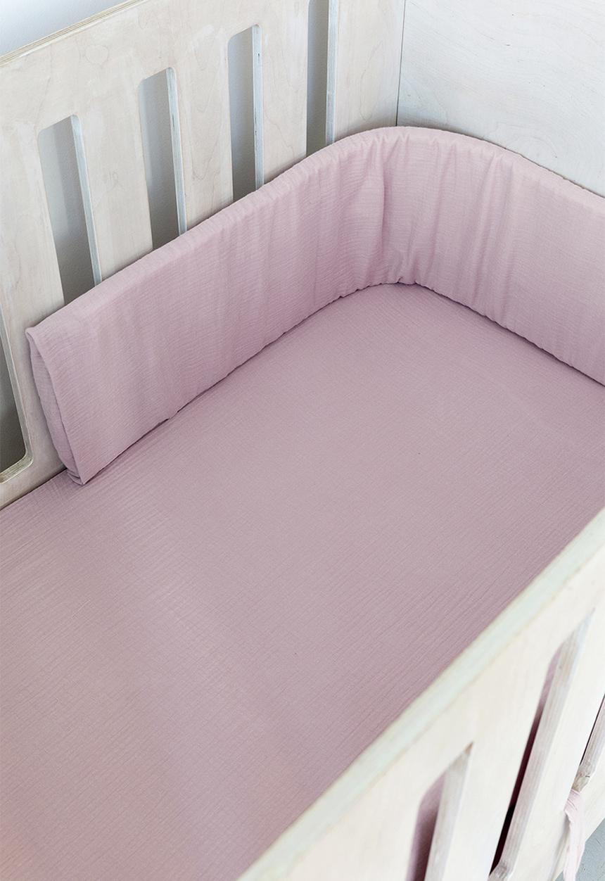 Phlo Studio - Muslin cot fitted sheet - dusty pink