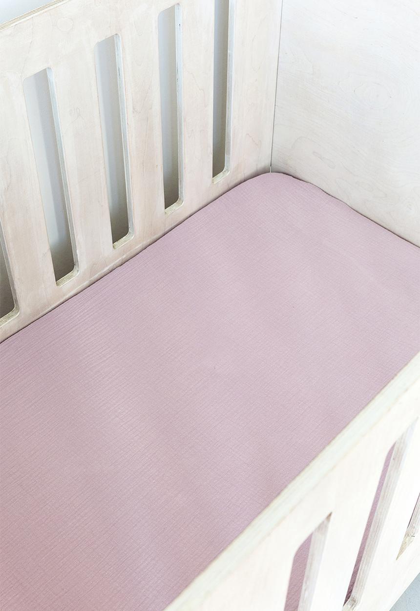 Phlo Studio - Muslin cot fitted sheet - dusty pink