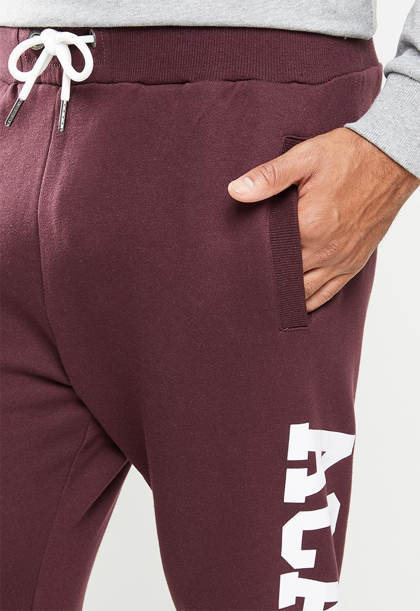 Aca Joe - Aca joe big logo jogger - burgundy