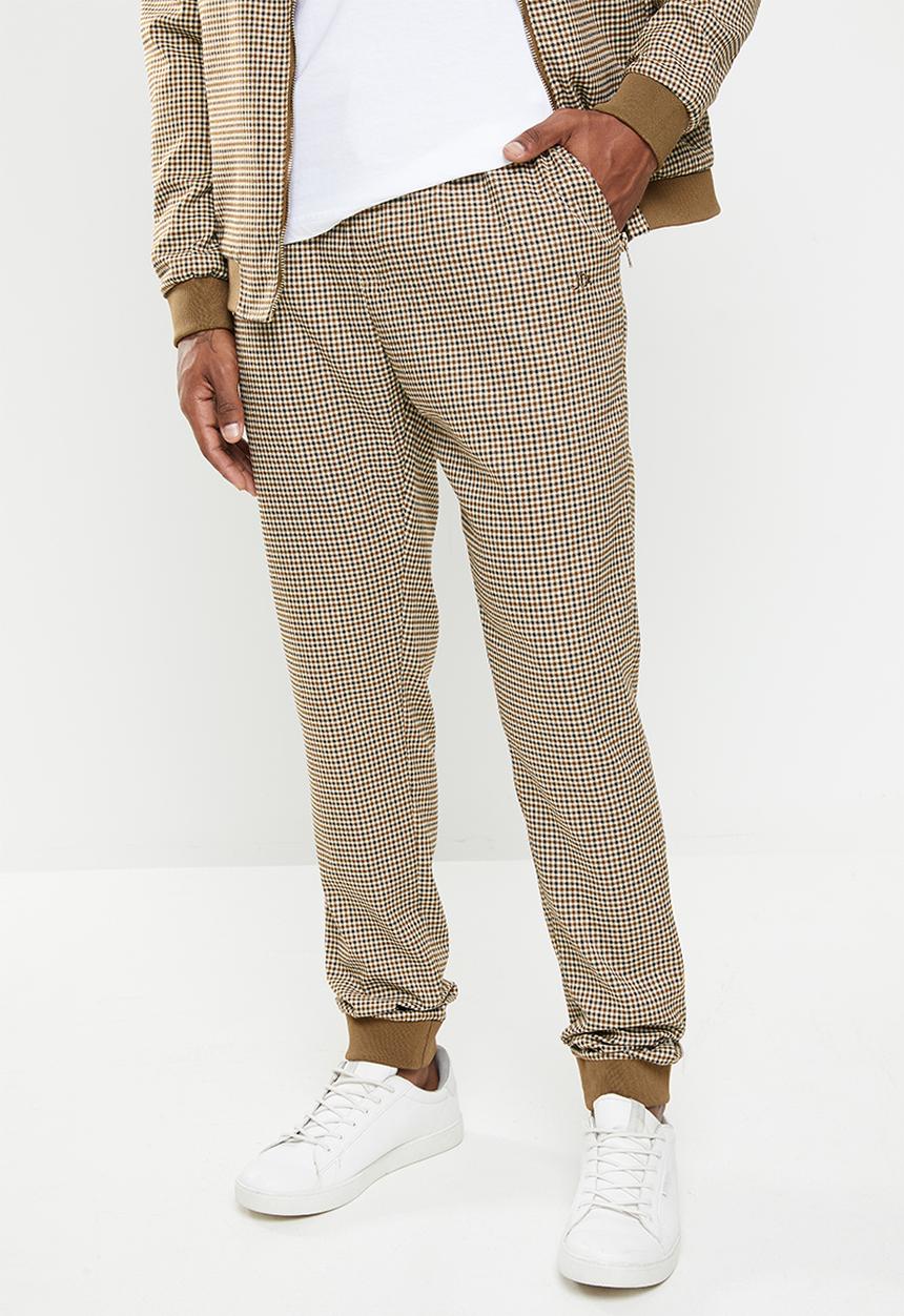 Jonathan D - Check trouser with elasticated waistband - brown & black