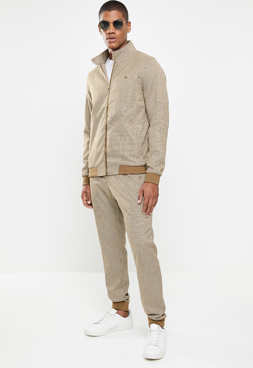 Jonathan D - Check trouser with elasticated waistband - brown & black