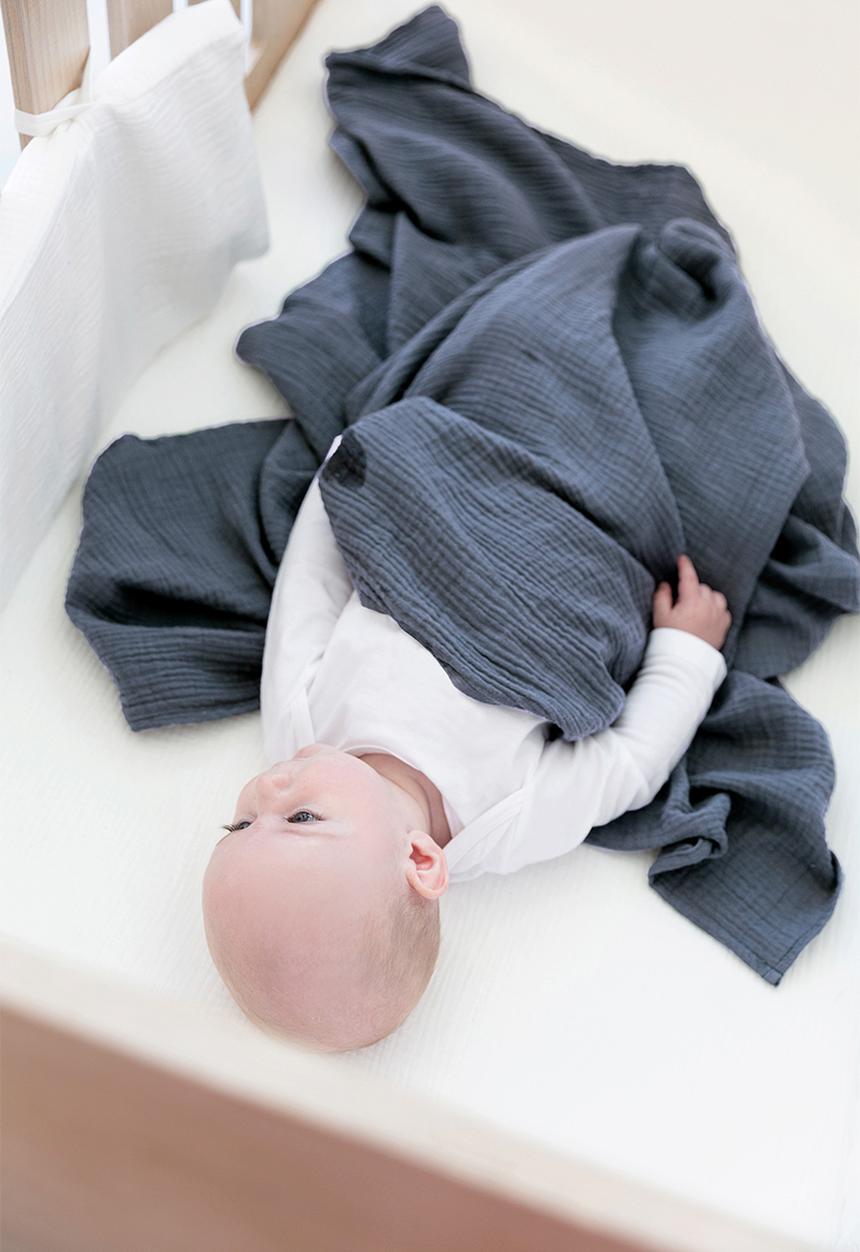 Phlo Studio - Muslin swaddle blanket - blue grey